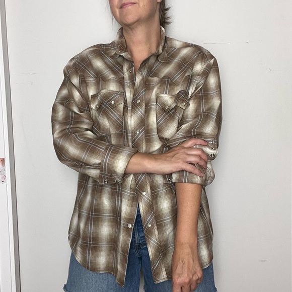 Vintage Wrangler Plaid Cowboy Shirt XL - Picture 3 of 10